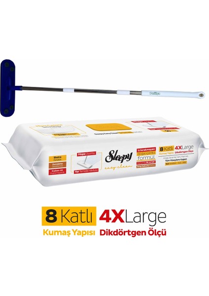 Easy Clean Arap Sabunu Katkılı Yer Temizlik Havlusu 50 Yaprak Pafilya Mop Temizlik Seti