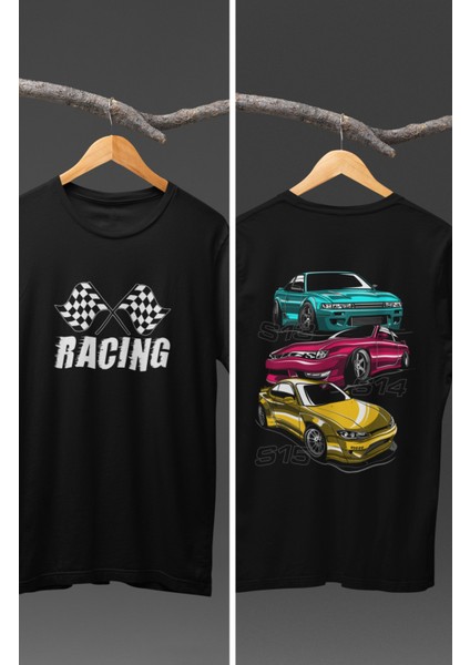 Unisex Nissan S13 S14 S15 Sırt Baskılı T-Shirt, Racing Araba Yarış Temalı Baskılı Tişört
