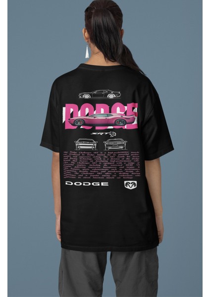Unisex Srt Turuncu Dodge Sırt Baskılı Çift T-Shirt, Oversize Yarış Araba Temalı Tişört modelleri