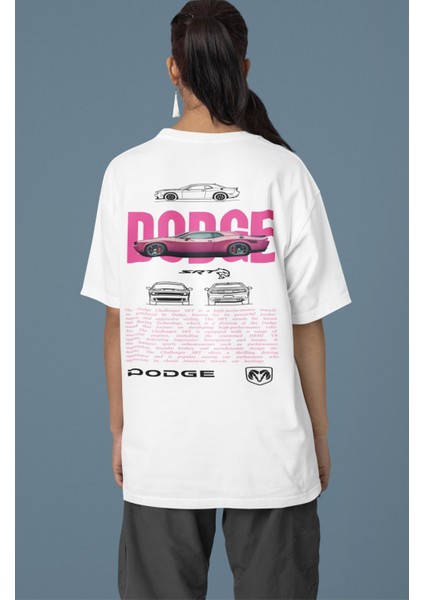 Unisex Srt Turuncu Dodge Sırt Baskılı Çift T-Shirt, Oversize Yarış Araba Temalı Tişört modelleri