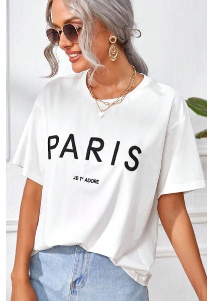 Only Trendwear Unisex Paris Baskılı Oversize Tshirt