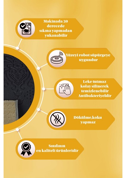 Kaymaz Tabanlı Kesme Kabartmalı Salon Koridor Mutfak Hali Antrasit Yolluk Ymr 9025 Antrasit indirimleri