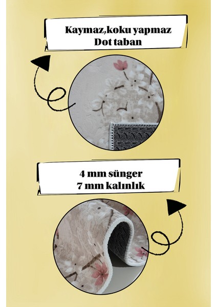 Kaymaz Tabanlı Kesme Kabartmalı Salon Koridor Mutfak Hali Pudra Yolluk Ymr 5005 Pudra fırsatları