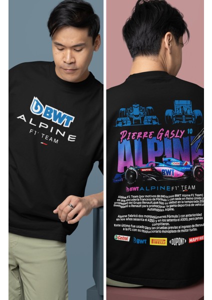 Oversize Bmt Alpine F1 Team Pierre Gasly 10 Sırt Baskılı Formula 1 Unisex T-Shirt