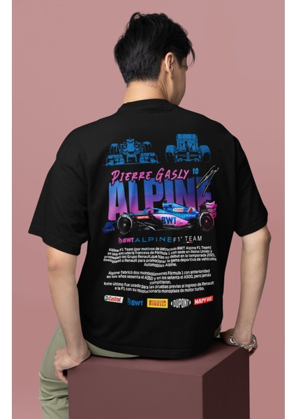 Oversize Bmt Alpine F1 Team Pierre Gasly 10 Sırt Baskılı Formula 1 Unisex T-Shirt modelleri
