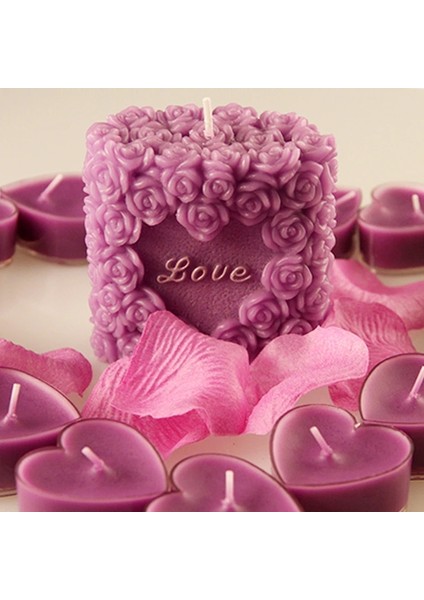 Love Güllü Silindir Silikon Mum Kalıbı