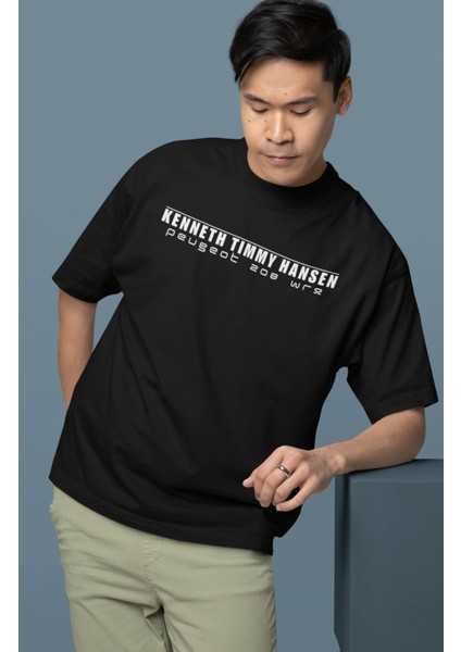 Oversize Team Peugeot-Hansen Timmy Hansen Sırt Baskılı Rally T-Shirt fiyatları
