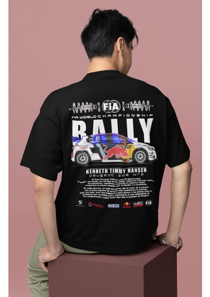 Oversize Team Peugeot-Hansen Timmy Hansen Sırt Baskılı Rally T-Shirt modelleri