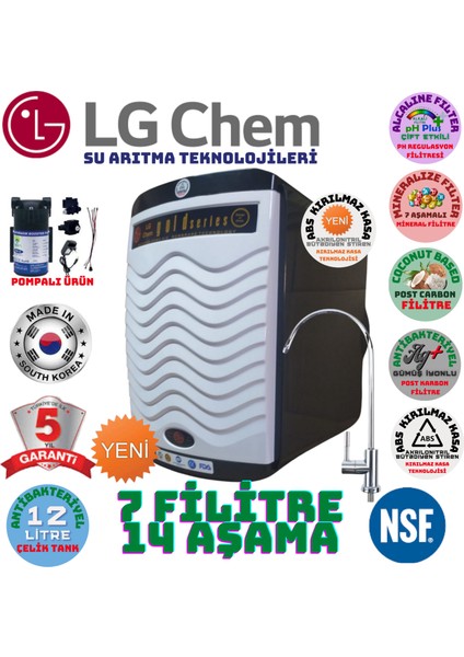 Lg Chem Gold Plus Pompalı  Siyah-Beyaz Renk 12 Litre 14 Aşama 7 Filitre Su Arıtma Cihazı