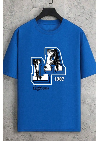 Only Trendwear Erkek La California 1987 Baskılı Oversize Tshirt