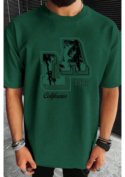 Only Trend Wear Erkek La California 1987 Baskılı Oversize Tshirt