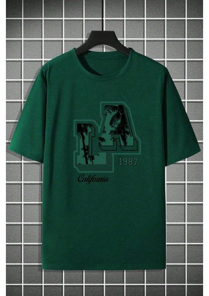 Only Trend Wear Erkek La California 1987 Baskılı Oversize Tshirt