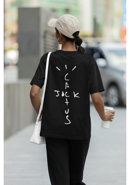 Travis Scott Logo Sırt Baskılı T-Shirt, Unisex Jack Cactüs Baskılı Tişört modelleri