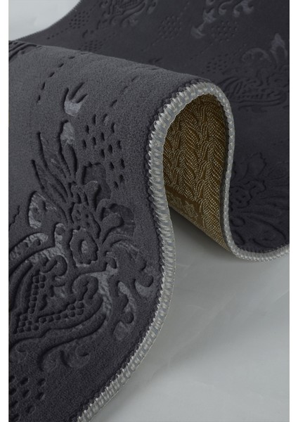 Kaymaz Tabanlı Kesme Kabartmalı Salon Koridor Mutfak Hali Antrasit Yolluk Ymr 9025 Antrasit modelleri