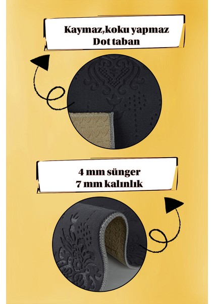 Kaymaz Tabanlı Kesme Kabartmalı Salon Koridor Mutfak Hali Antrasit Yolluk Ymr 9025 Antrasit fırsatları