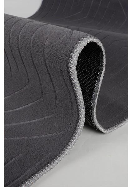 Kaymaz Tabanlı Kesme Kabartmalı Salon Koridor Mutfak Hali Antrasit Yolluk Ymr 5015 Antrasit modelleri