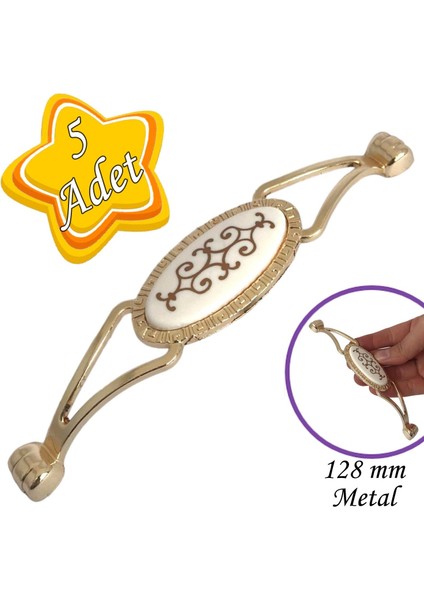 5 Adet Seç Kulp Altın Gold 128 mm Kulp Mobilya Mutfak Dolabı Çekmece Dolap Kapak Kulpu Kulbu Metal Kulpları