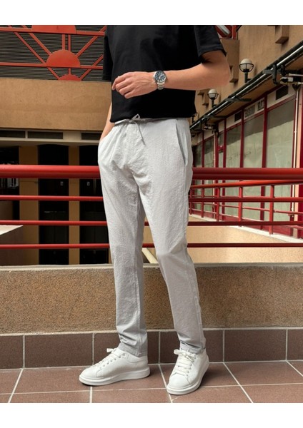 Erkek, Bel Lastikli, Standart-Fit, Duble Paça, Bağcıklı Pantolon 24INP286 fiyatları