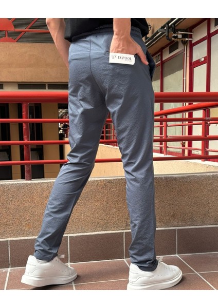 Erkek, Bel Lastikli, Standart-Fit, Duble Paça, Bağcıklı Pantolon 24INP286 fırsatları