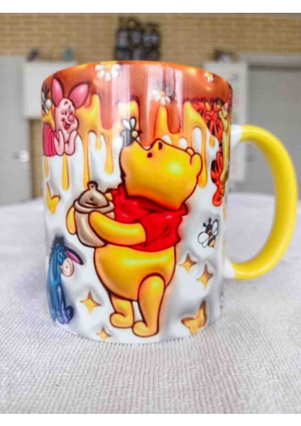 Mugs And Love Winny The Pooh Sarı 3D Baskı Büyük Boy Kupa