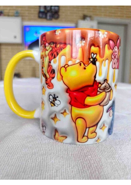 Mugs And Love Winny The Pooh Sarı 3D Baskı Büyük Boy Kupa