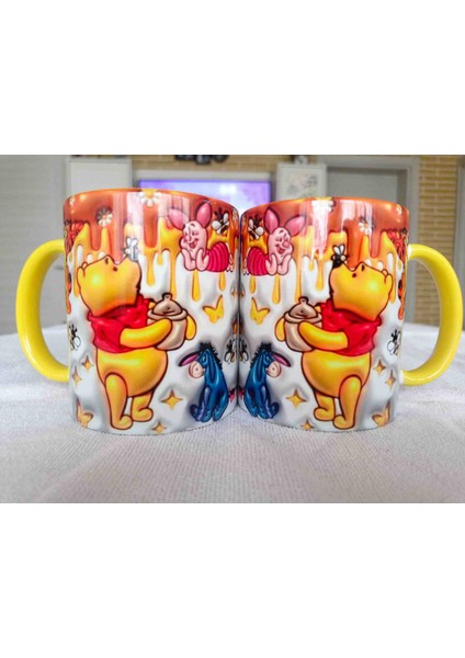 Mugs And Love Winny The Pooh Sarı 3D Baskı Büyük Boy Kupa