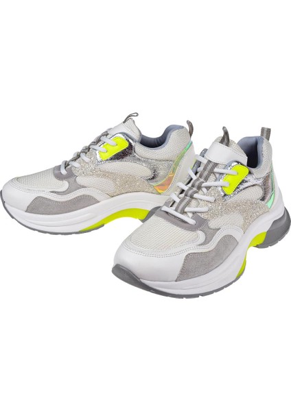 Simli Kadın Spor Ayakkabı Sneaker SMS-30162 Beyaz Simli fırsatları
