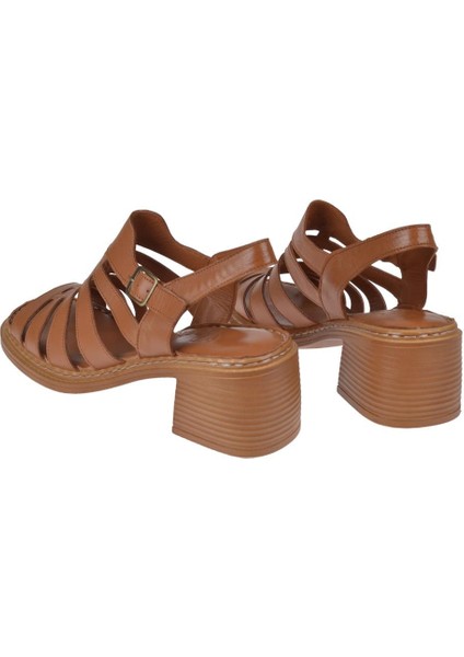 Beety Hakiki Deri Topuklu Kadın Sandalet BEE-937 Taba indirimleri