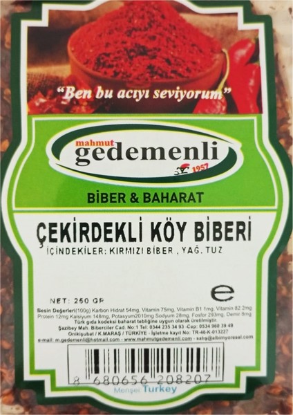 Çekirdekli Köy Biberi 250GR