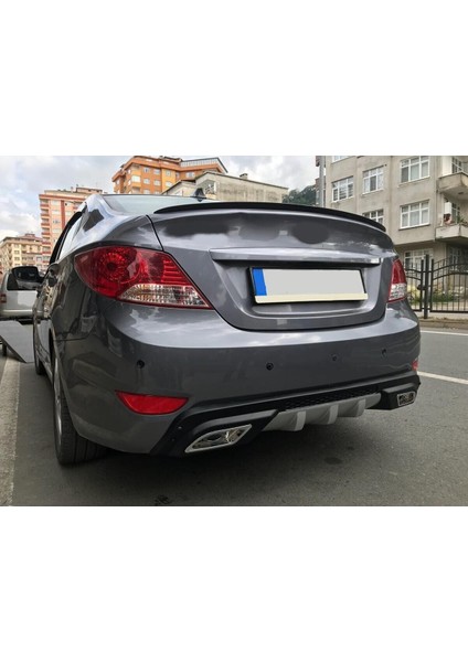 Hyundai Accent Blue Uyumlu Body Kit Difüzör 2 Çıkış Gri Kare