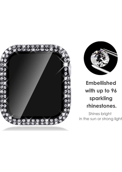Apple Watch ( 44MM ) Önü Cam Elmas Taşlı Zarif Tam Koruma Kılıf
