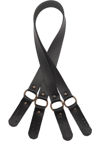 Haledört Model Suni Deri Çift Sap Siyah Renk Antik Metalli