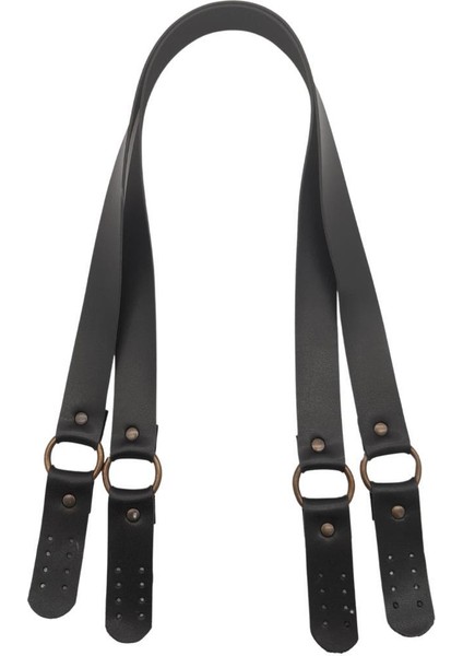 Haledört Model Suni Deri Çift Sap Siyah Renk Antik Metalli fırsatları