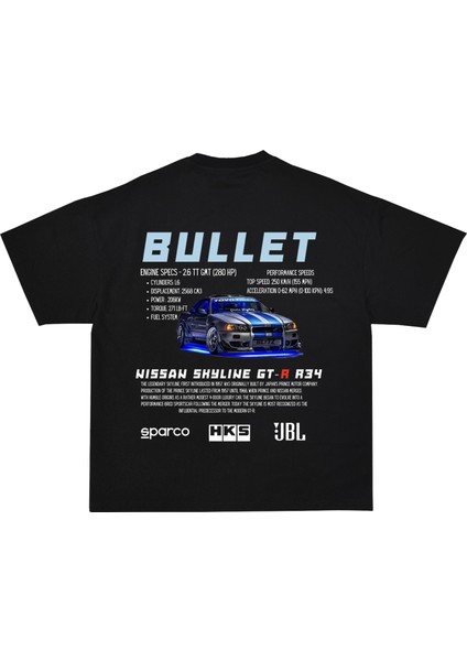 Bullet Siyah Oversize Tişört