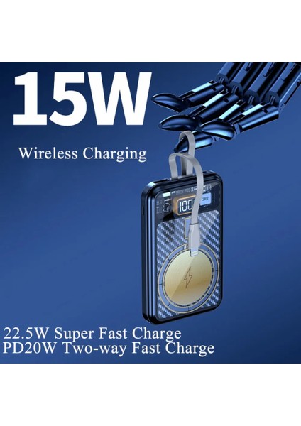 22.5W Kablolu + 15W Kablosuz Hızlı Şarj Özellkli 10.000MAH Powerbank Lkp-39