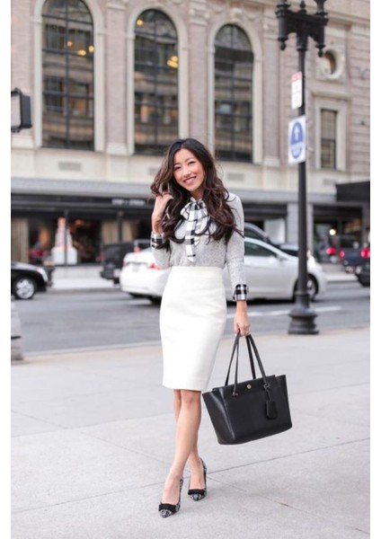 Ofis Şıklıı Scuba Kumaş Kalem Etek