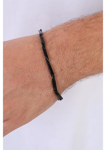 Siyah Kare Küp Model Erkek Çelik Bileklik Künye eck05bs modelleri