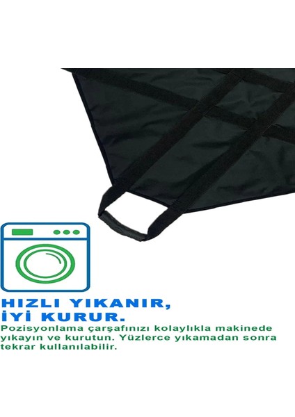 Büyük Boy Hasta Çevirme Destek Aparatı -Ergonomik Kayışlı Hasta Taşıma - Döndürme Örtüsü, 75X100 cm