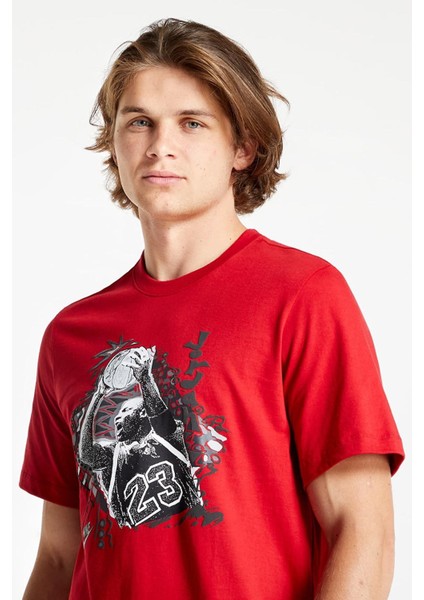 Jordan Vintage Graphic Short Sleeve Red Tee Jordan 23 Nostaljik Grafikli Erkek Tişört Kırmızı