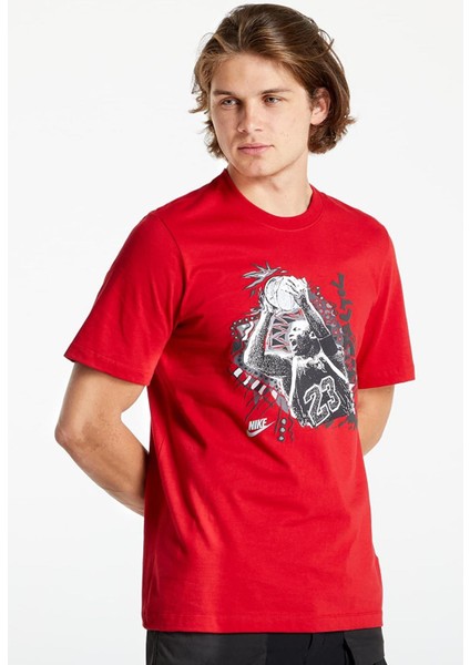 Jordan Vintage Graphic Short Sleeve Red Tee Jordan 23 Nostaljik Grafikli Erkek Tişört Kırmızı