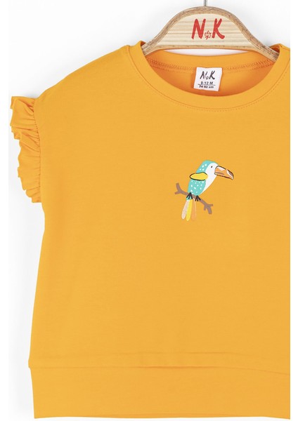 Nk Turuncu Papağan Baskılı T-Shirt (1-4 Size)