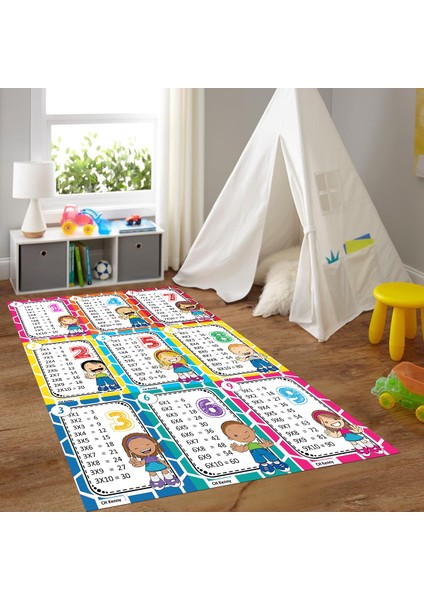 Dijital Baskılı Kaymaz Taban Yıkanabilir Eğlenceli Eğitici Çocuk Odası Halısı, N-Çocuk-45-Renkli, fırsatları