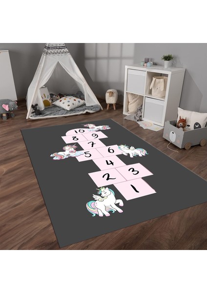 Dijital Baskılı Kaymaz Taban Yıkanabilir Eğlenceli Eğitici Çocuk Odası Halısı, N-Çocuk-37-Antrasit, fiyatları