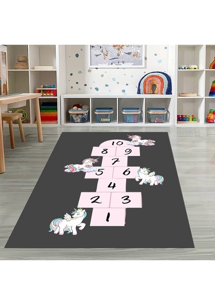 Dijital Baskılı Kaymaz Taban Yıkanabilir Eğlenceli Eğitici Çocuk Odası Halısı, N-Çocuk-37-Antrasit, indirimleri