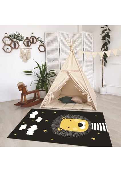 Dijital Baskılı Kaymaz Taban Yıkanabilir Eğlenceli Eğitici Çocuk Odası Halısı, N-Çocuk-25-Antrasit,