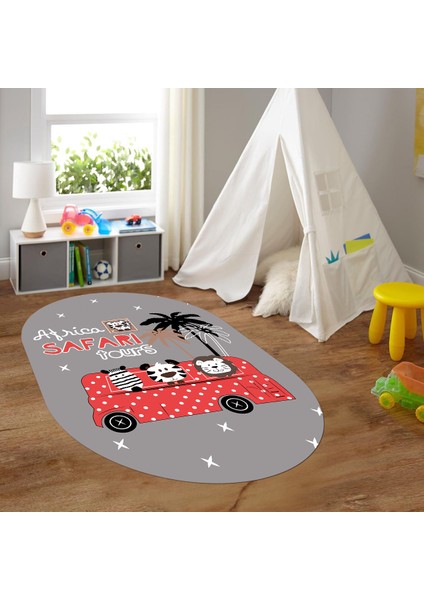 Dijital Baskılı Kaymaz Yıkanabilir Eğlenceli Eğitici Oval Çocuk Odası Halısı, N-O-Çocuk-01-Kırmızı, modelleri