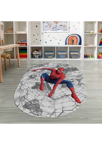 Dijital Baskılı Kaymaz Yıkanabilir Eğlenceli Eğitici Oval Çocuk Odası Halısı, N-O-Çocuk-41-Renkli,