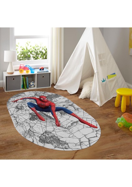 Dijital Baskılı Kaymaz Yıkanabilir Eğlenceli Eğitici Oval Çocuk Odası Halısı, N-O-Çocuk-41-Renkli,