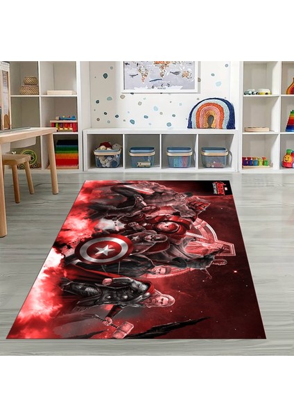 Dijital Baskılı Kaymaz Taban Yıkanabilir Eğlenceli Eğitici Çocuk Odası Halısı, N-Çocuk-39-Kırmızı, fırsatları