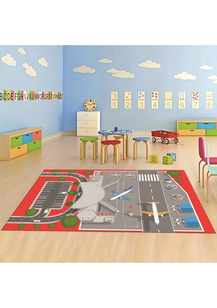 Dijital Baskılı Kaymaz Taban Yıkanabilir Eğlenceli Eğitici Çocuk Odası Halısı, N-Çocuk-50-Kırmızı, fiyatları